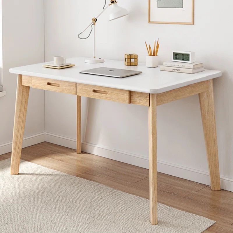 White + Wooden Desk With Drawers