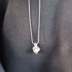 Silver Chain Bird Cage With Pearl In It