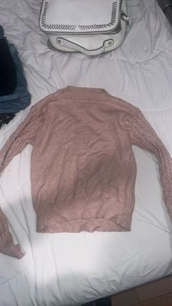 Pink Cable Knit Crewneck Sweater