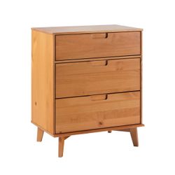 Solid Wood Three Drawer Dresser - Midcentury Modern