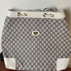 GUCCI GG Supreme Big Tote Navy White Used 
