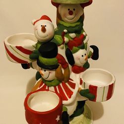 Yankee Candle Circus Snowmen Christmas Ceramic 5 Tealight Candle Holder