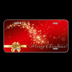 License Plate Novelty Car Front Christmas Star Gold Red Lights