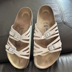 Birkenstock Granada Womens Size 10 Slip On Sandals Soft Footbed Ivory White