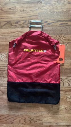 Palantic red nylon lobster and fish catch bag with a mesh bottom