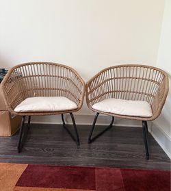 2 Opalhouse rattan outdoor patio chairs with cushions - GREAT CONDITION