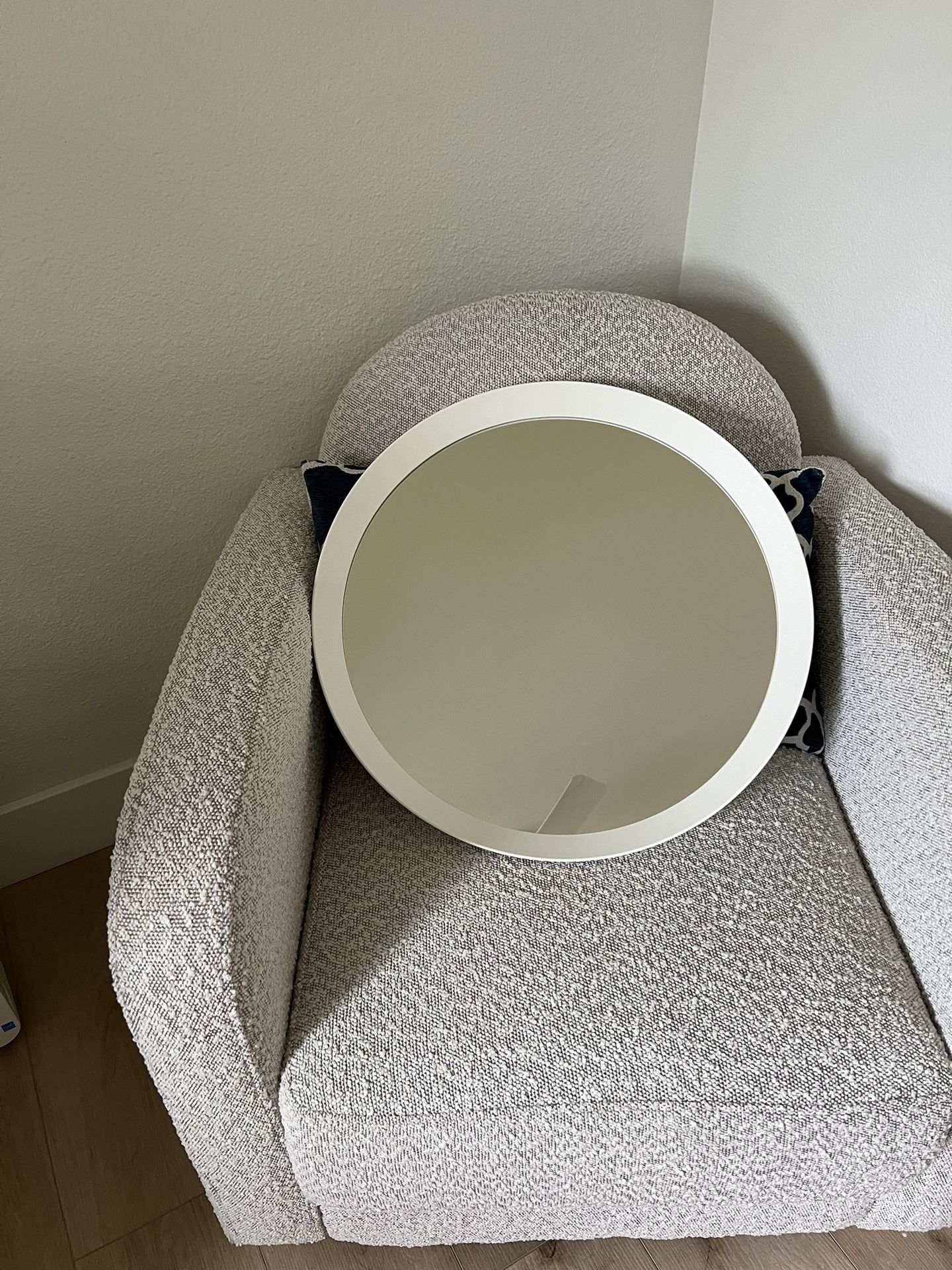 IKEA White Langesund Round Mirror