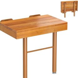 (New in Box) 
20 Inchs Teak Folding Shower Seat Wall Mounted, Fold Down Shower Seat for Inside Shower, Home Care Folding Teak Shower Seat, Folding Sho