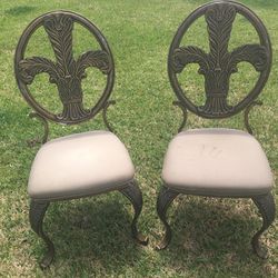 2 Wood Custion Chairs 