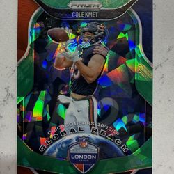 2025 Panini Prizm Cole Kmet #6 Global Reach Green Ice Prizm Chicago Bears
