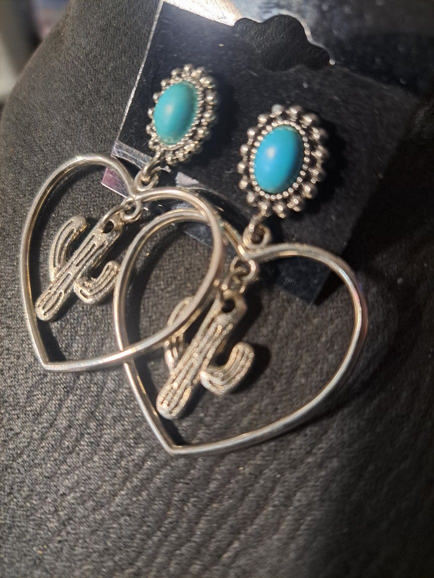 Turquoise And Silver Earrings
