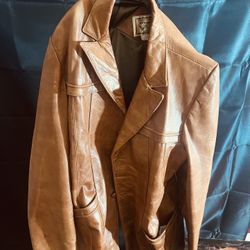 Vintage Light, Brown, Leather Jacket Size 42