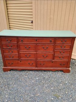 Large Vintage Multi-Drawer Wooden Dresser / Credenza
