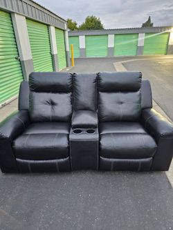 Black Leather Recliner Couch Set