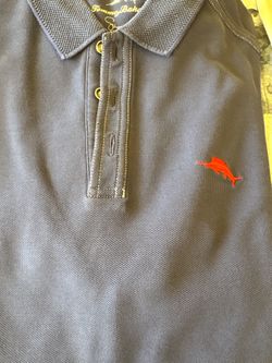 TOMMY BAHAMA MEN’S Steel Gray with Red Logo Half Sleeve Polo Shirt size Medium. PICKUP ONLY.