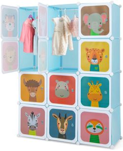 Kids plastic wardrobe organized