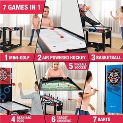 48" 7-in-1 Multi Game, Basketball, Air Hockey, Suction Cup Darts and more, by MD Sports