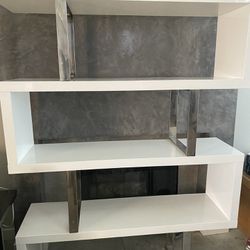 Modern White Bookshelf, chrome/white laminate hardwood