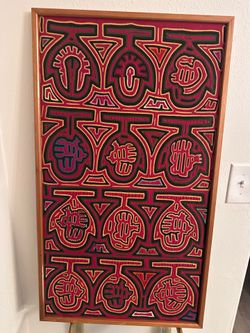 20” x 33” Framed Mola Textile Folk Art