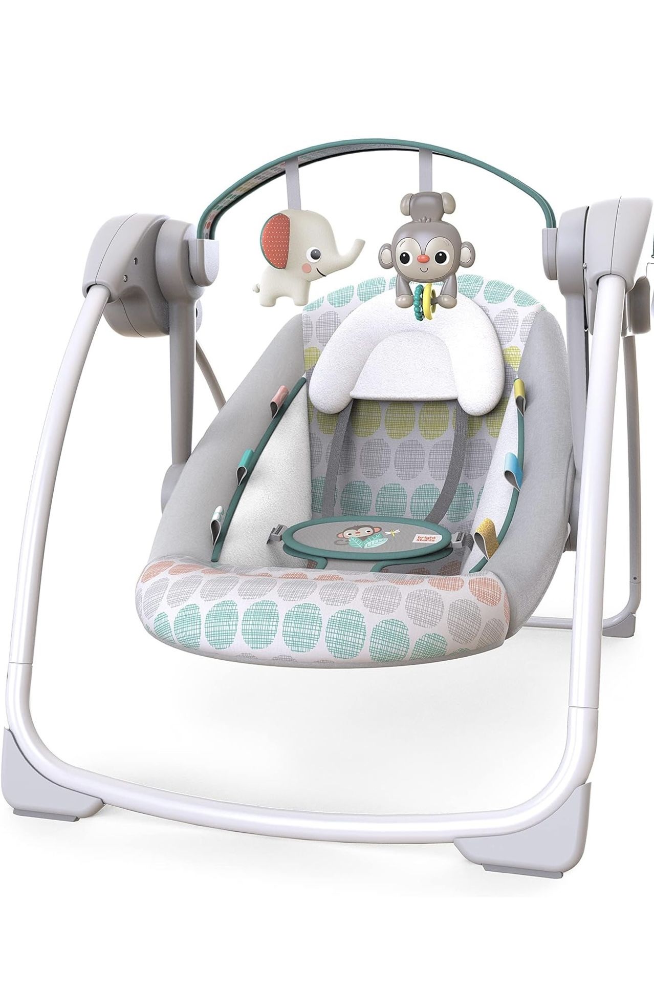 Bright Starts Portable Automatic 6-Speed Baby Swing with Music, 6-20 lbs