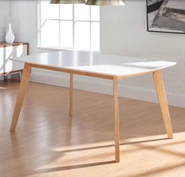 Mid Century Modern Wood Dining Table - White/solid wood