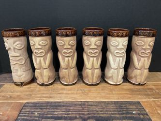 6 Vintage Tiki Mugs Japan Ceramic PMP Paul Marshall + BW Hawaiian Barware