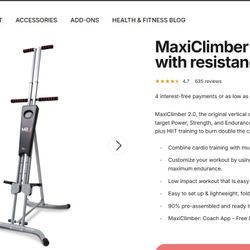 MaxiClimber 2.0 Vertical Climber w/ Resistance Bands – Brand New