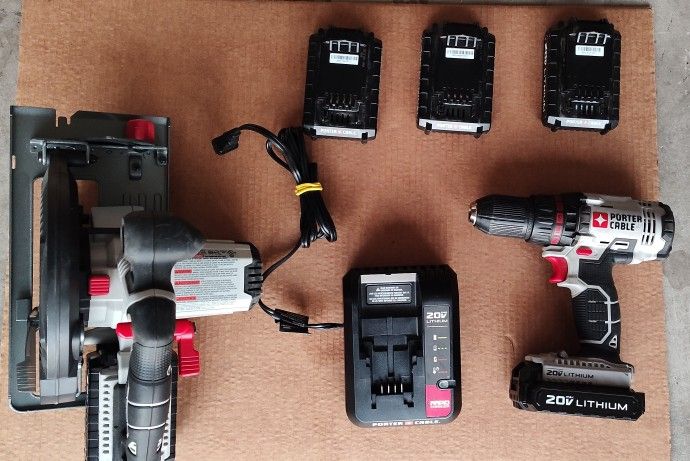 Power Tools 20v With 5 Batteries And Charger