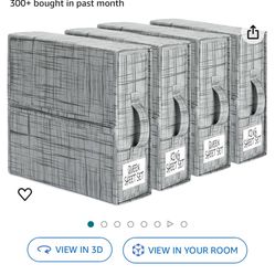 SheetCube Bed Sheet Organizers and Storage 4 Pack, Foldable Linen Closet Organizer, Bedding Folder Storage Box Container for Blanket, Duvet Cover Set,