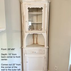 Vintage White Corner Cabinet 