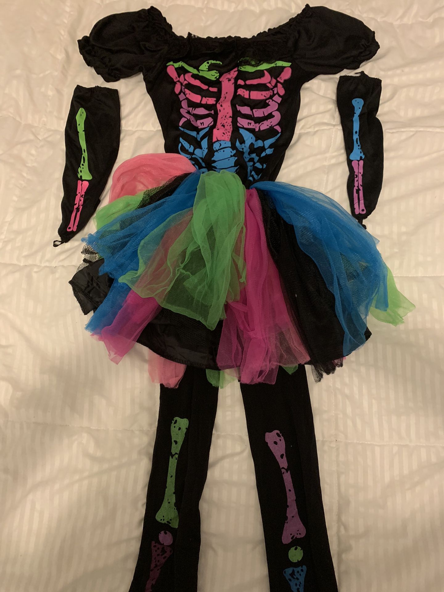 Girls Size 8-10 Pretty Skeleton Costume 