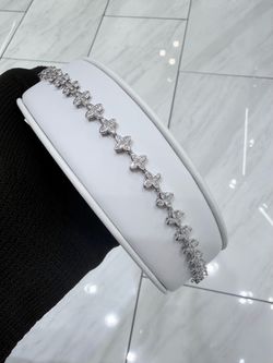 925 Silver Flower Link Moissanite Bracelet