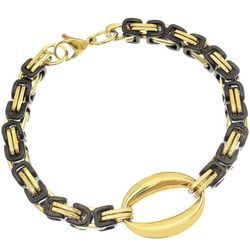 ATFOR Bracelets For Women Gold Black Byzantine Chain Stainless Steel Jewelry Charm Hand Chain 6.5-8.5inch