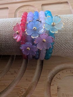 6mm Glass Beads Flower Bracelet Bundle