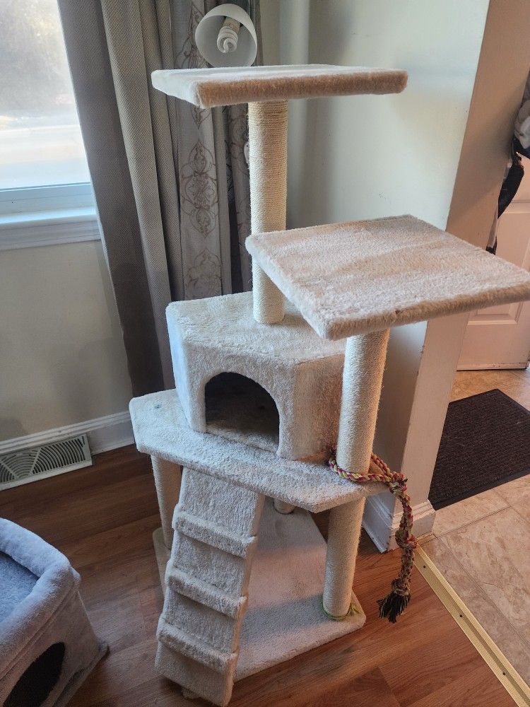 Small Cat Tree Tower With Cave And Scratching Post