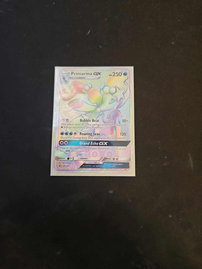 Primarina Gx 149/145 Sun & Moon Base Full Art Secret Rainbow Rare Pokemon Card