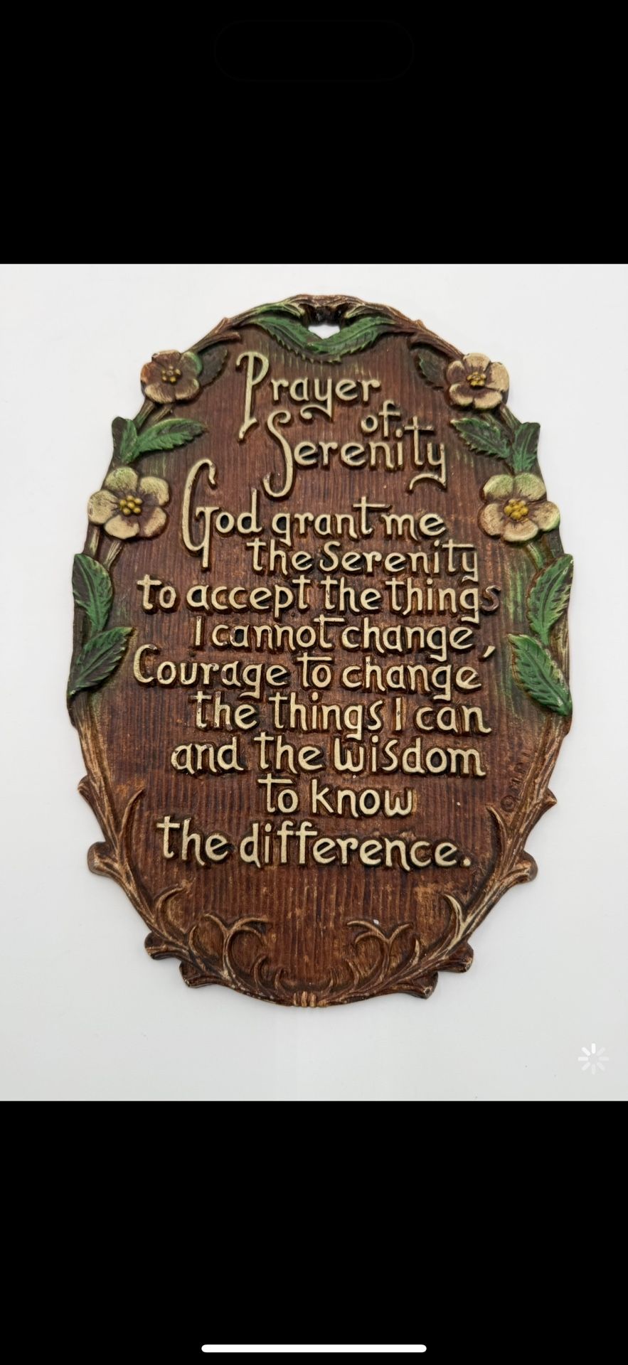 Serenity vintage plaque sirocco wood faux 9 x 6 Multi Products Inc USA made