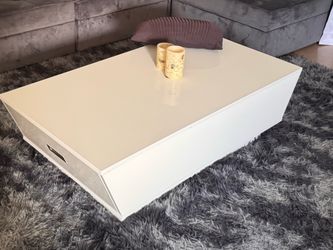 Modern White High-Gloss Coffee Table with Storage Drawer