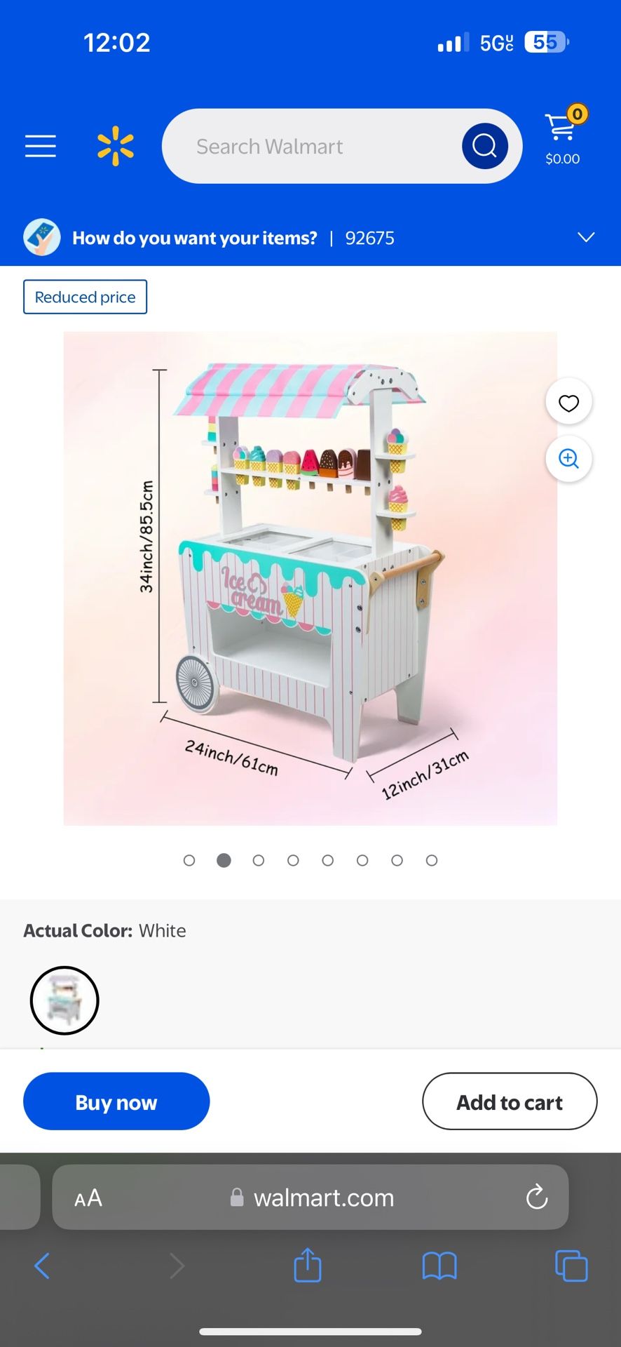 Kids Ice Cream Cart Play Toy