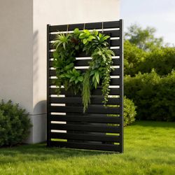 38"H x 60"W Metal Privacy Fence Panel for Outside,Heavy Duty Iron Pool Equipment&Trash Can Enclosure,Freestanding Garden Fencing,No-Dig Outdoor Privac