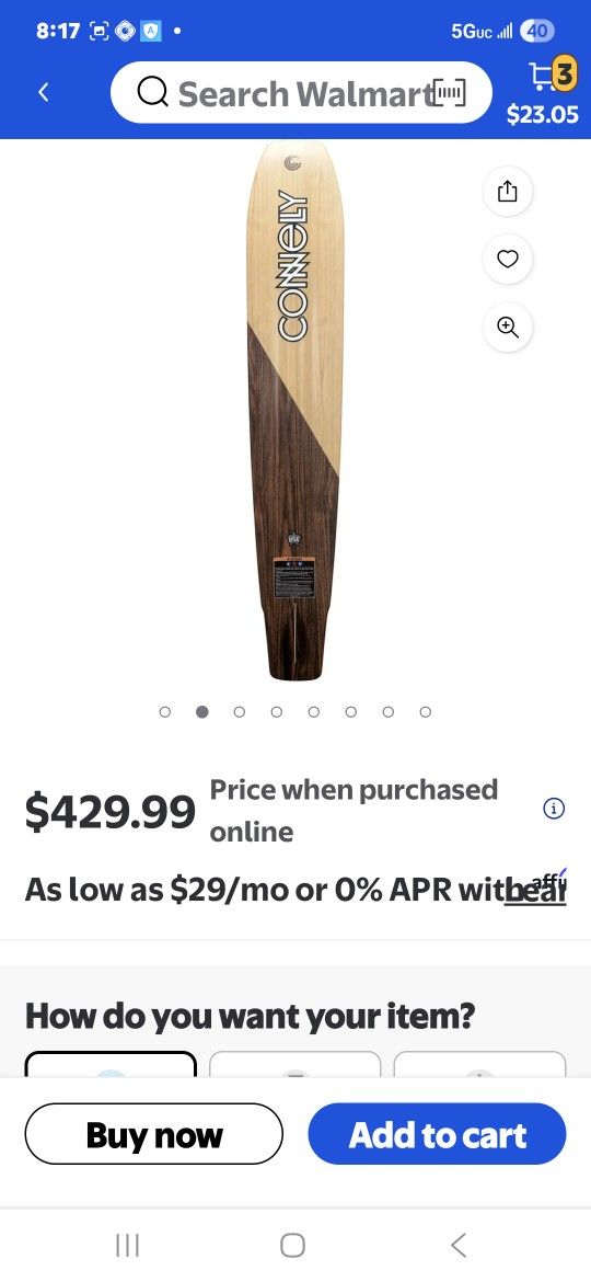 BIG EASY WATER SKI-for The Beginner Or Pros That Do Tricks.wide Thick Lightweight.all Hookups Are There