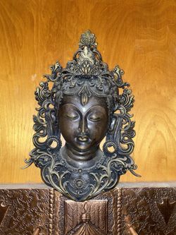 brass devi tara wall hanging mask