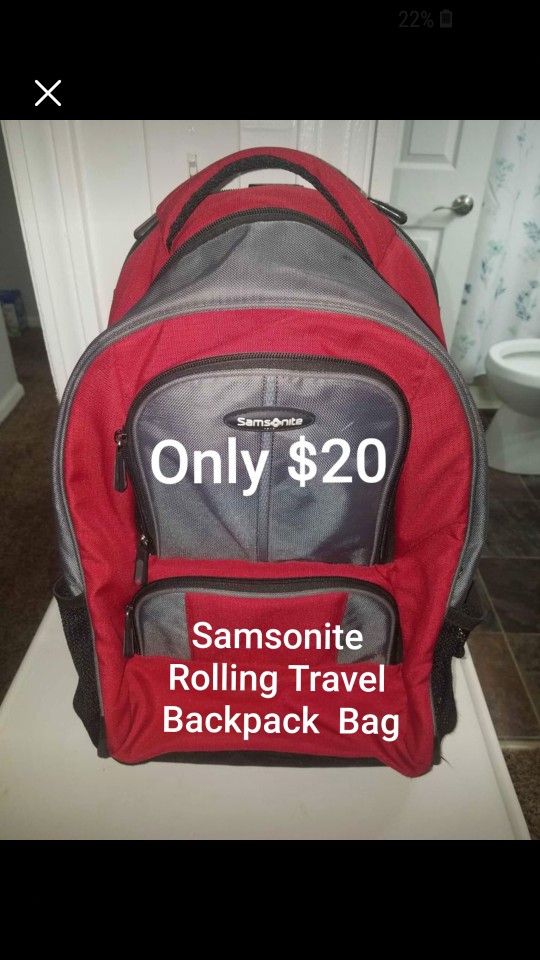 TravelBag $20 - Samsonite- Rolling Travel / Back Pack - Excellent Condition - Used Just Once - $20