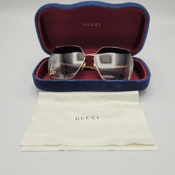 Gucci GG0817S Oversized Hexagonal Sunglasses – Gold/Gradient Gray