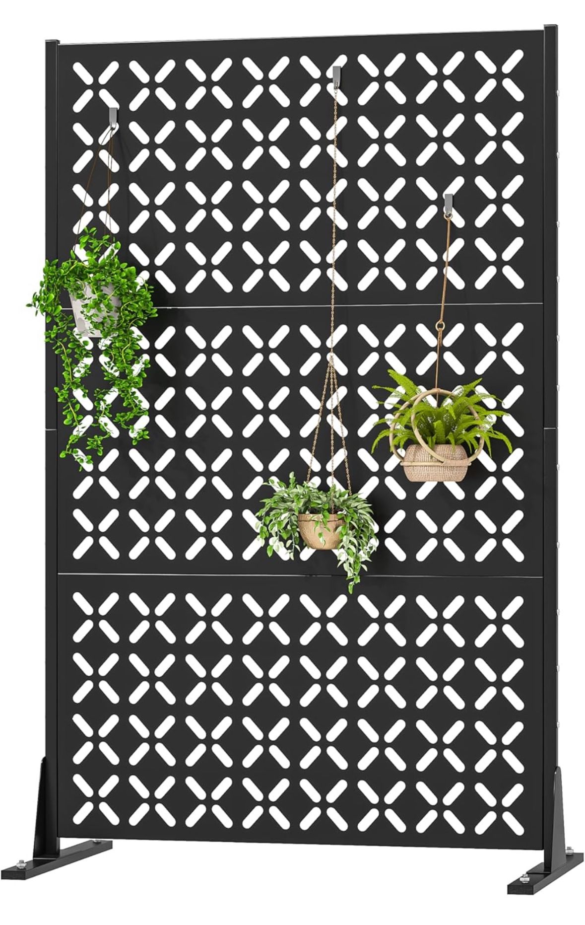 Metal Privacy Screen Outdoor 72" H×46" W, Freestanding Decorative Privacy Fence Panel for Backyard/Patio/Deck/Balcony/Yard, Modern Design Room Divider