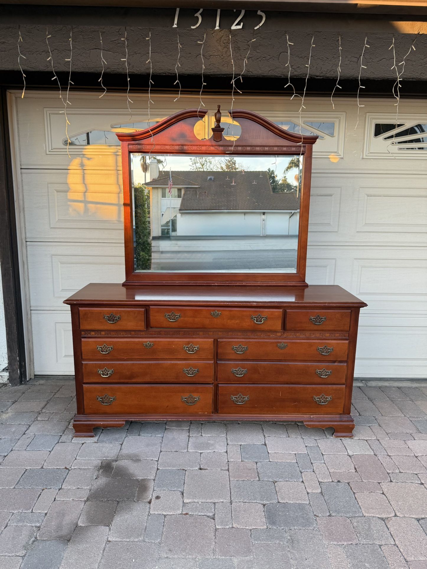 Ethan Allen Solid Cherry Wood Chest- Dresser With Mirror