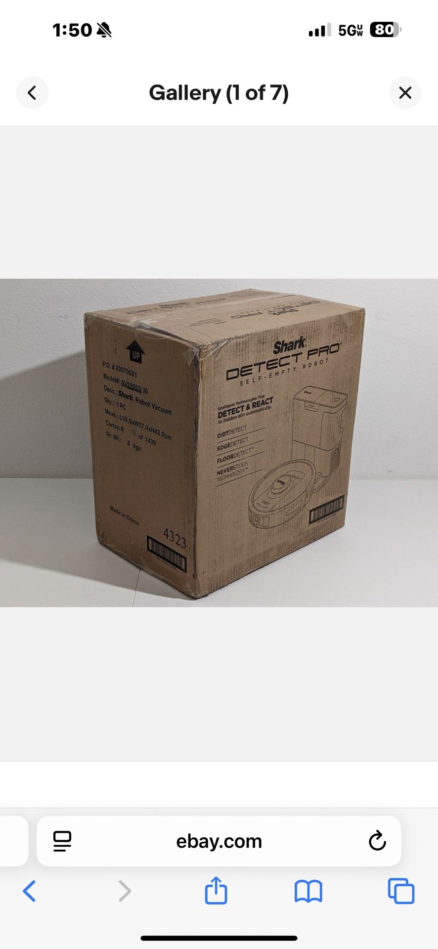 Shark Detect Pro Self-Empty Robot Vacuum with NeverStuck Technology - AV2820S (open to offers)