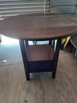 Wood Pub Table With Draw And Collapsible Sides With 2 Chairs