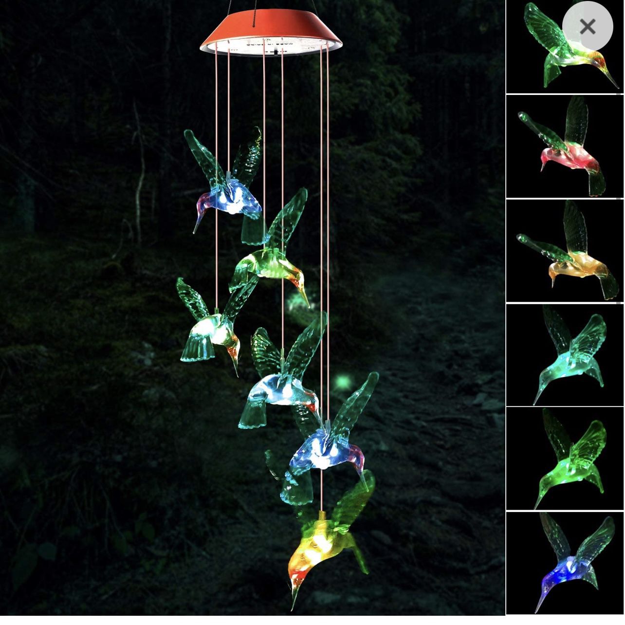 Solar Hummingbird Wind Chime Outdoor Indoor, Color Changing Led Solar Power Wind Chime Light, Colorful Decorative Mobile Hanging Wind Chime Personaliz