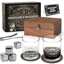 Retirement Gifts for Men, Whiskey Glass Set, Great Retirement Gift for Retirees